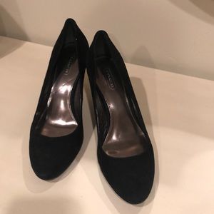 Coach Black Suede Black Stacked Heels